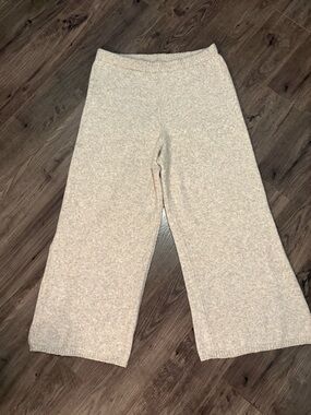 H&M Knit pants Alpaca blend wide leg pull on lounge wear leg slit